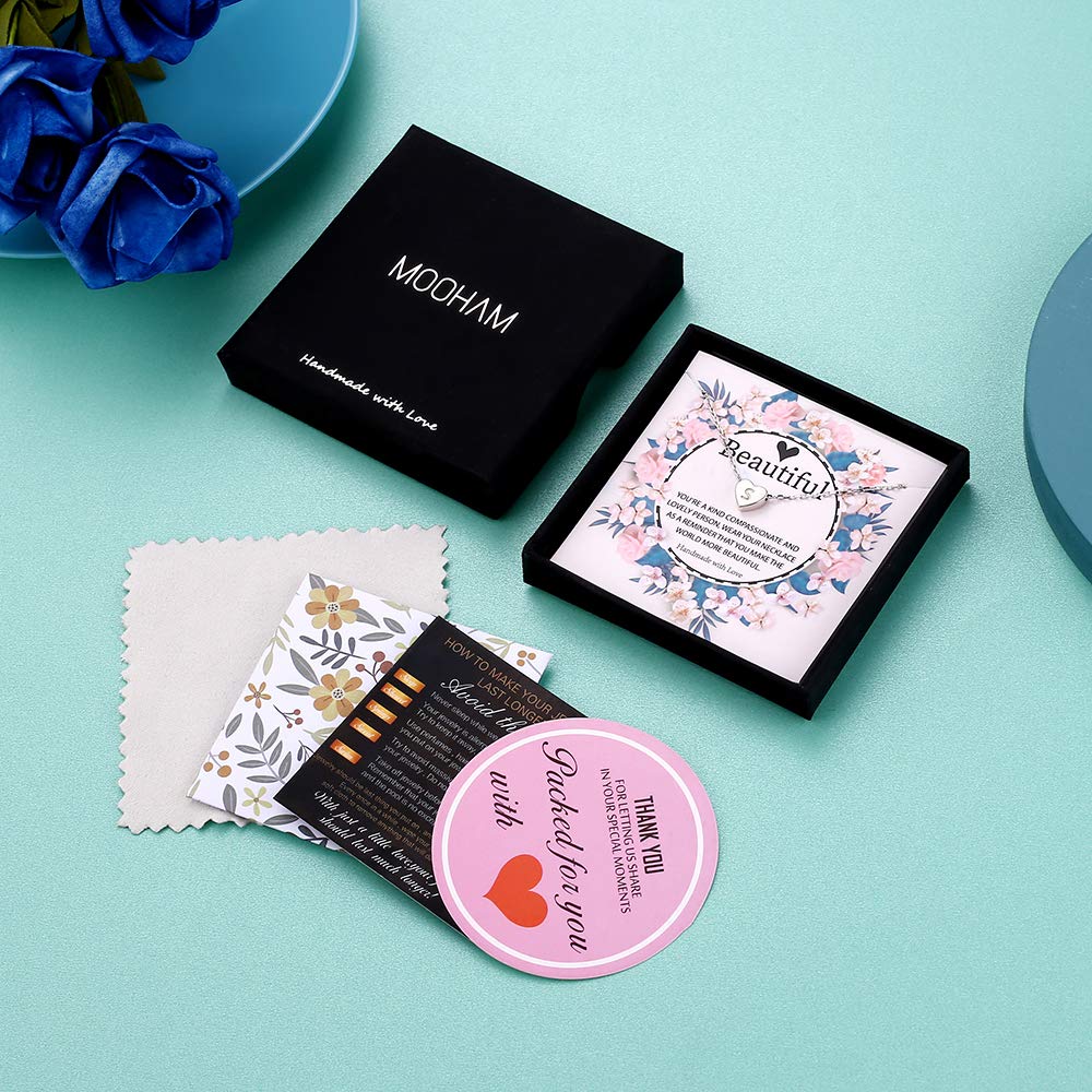 M MOOHAM Heart Initial Necklace Gifts for Girls Women, S925 Sterling Silver Tiny Letter Necklace Birthday Gift for Kids Teen Girl Jewelry