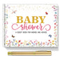 27 Pcs Butterfly Floral Baby Shower Guest Book Set Baby Shower Sign in Guest Floral Book Place Table Cards with Gold Pen Adhesive Photo Corner for Birthday Party