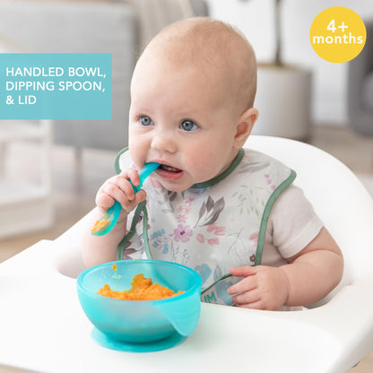 Bumkins Baby Bowls, Disney Minnie Mouse Silicone Baby Feeding Set, Suction Bowls for Baby and Toddler with Spoon, First Feeding Set, Platinum Silicone Bowl for Babies 4 Months