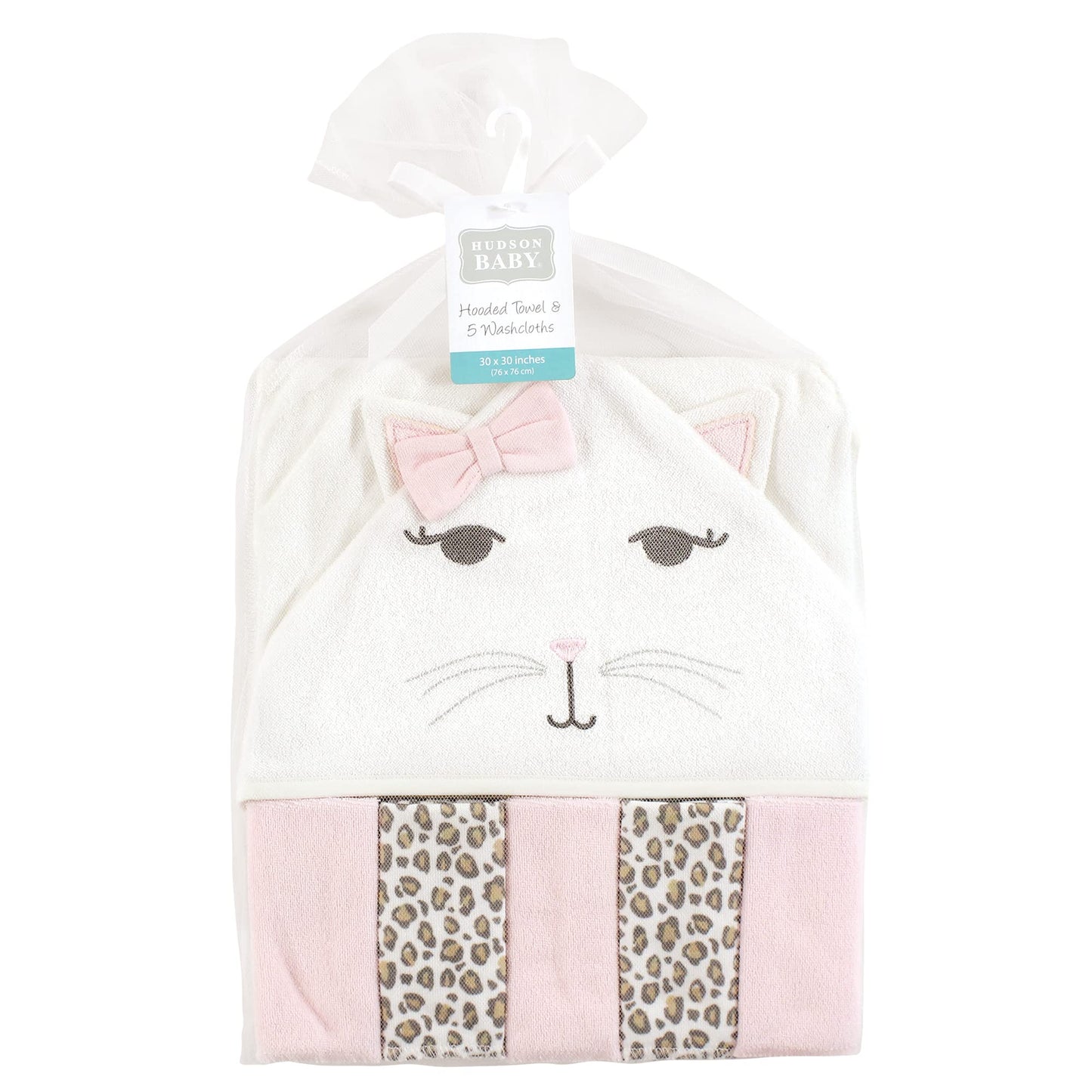 Hudson Baby Unisex Baby Hooded Towel and Five Washcloths, Modern Giraffe, One Size