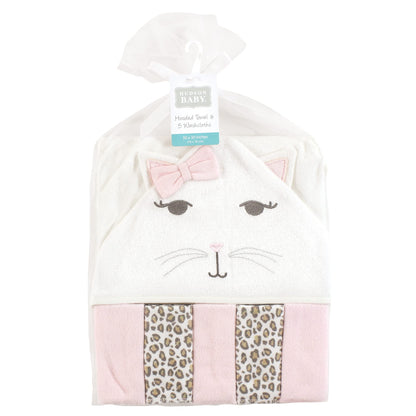 Hudson Baby Unisex Baby Hooded Towel and Five Washcloths, Modern Giraffe, One Size