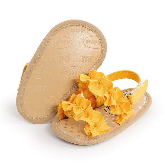 COSANKIM Infant Baby Girls Summer Sandals with Flower Soft Sole Newborn Toddler First Walker Crib Dress Shoes
