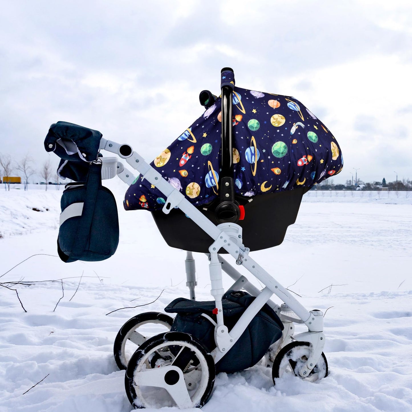 Pea Pod Car Seat Cover Baby, Infant Car Seat Canopy Covers for Newborn with 2 Layers Windows of Breathable Mesh Fabric, Lightweight Polyester/Soft Minky Dot Backing (Floral & Rainbow)