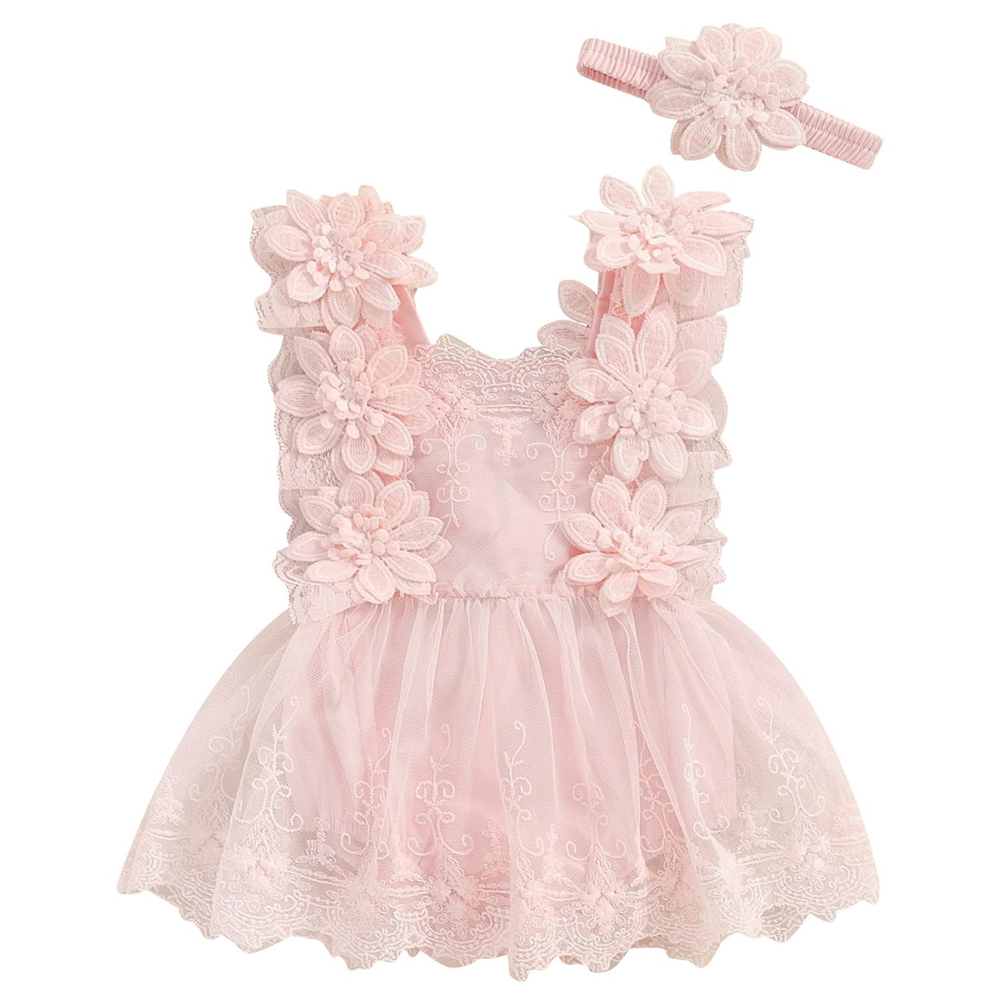 Mubineo Baby Girl Summer Clothes Lace Romper Skirt Dress Princess Outfits Sleeveless Flower Newborn Outfit