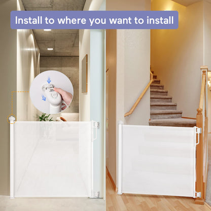 Momcozy Retractable Baby Gate, 33" Tall, Extends up to 55" Wide, Child Safety Baby Gates for Stairs, Doorways, Hallways, Indoor, Outdoor