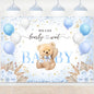 Blue Bear Baby Shower Backdrop 6x3.6 ft We Can Bearly Wait Banner for Boy Bear Baby Shower Decorations Newborn Photo Props Background