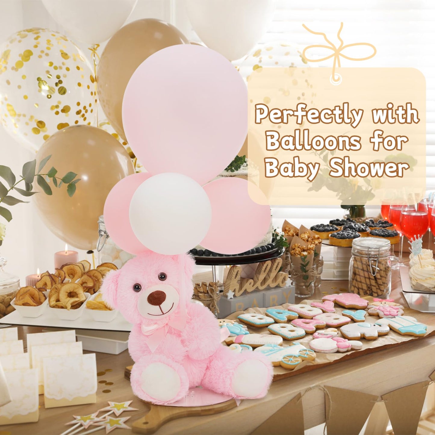 MorisMos 6Pcs Teddy Bears Bulk Baby Shower, 14inch Cute Teddy Bear Stuffed Animals Plush, Small Stuffed Bears on Centerpiece Baby Shower, White