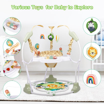 Baby Activity Center, Infant Jumpers and Bouncers with Music, Lights, Infant Toys, 360°Rotating Seat, 3 Adjustable Heights, Baby Play and Learning Center for 6+ Months