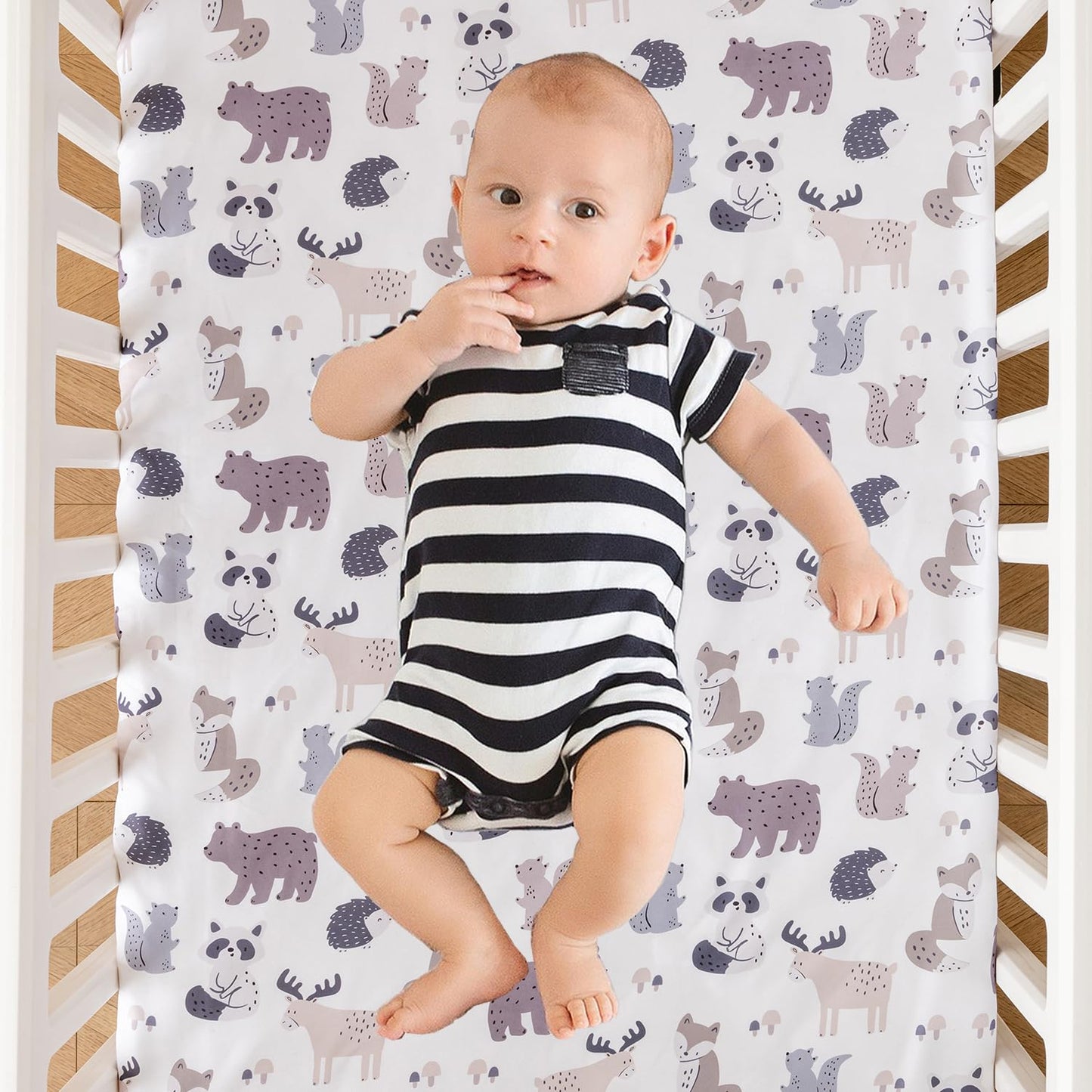 Crib Bedding Set 4 Pieces – Includes Comforter, 2 Fitted Sheets for Easy Changing, Crib Skirt – Soft, Breathable, Machine Washable – Fits Standard Crib Mattress – Baby Nursery Set for Boys & Girls