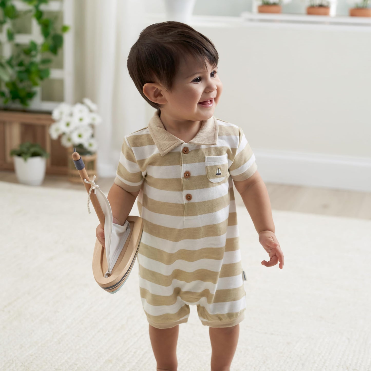 Gerber Baby Boys' Cotton Polo Romper
