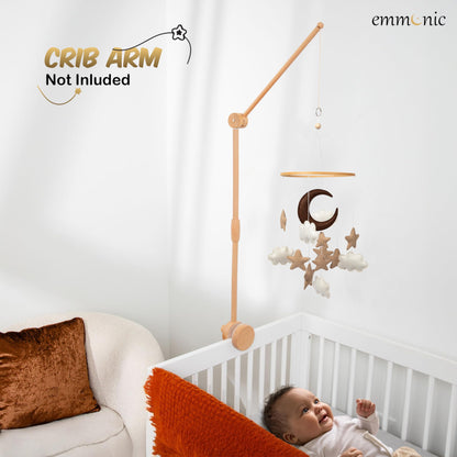 Baby Mobile for Crib - Handmade Modern Boho Baby Mobiles for Bassinet Felt Nursery Mobile Gender Neutral - Gold Moon and Stars - Girl Cribs Decorations