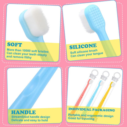 6 Pieces Kids Extra Soft Nano Toothbrush Children Bristles Children Micro Nano Manual Toothbrush Set with 20000 Bristles for Age 3and Above Boys Girls Gum Protecting Cleaning(Cute Style)