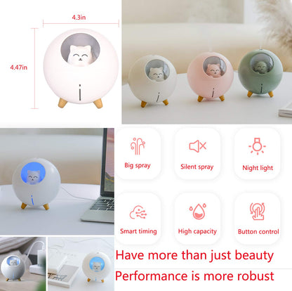 Lovely Quiet Mini Humidifier for Nursery - 7-Color Light, 2 Spray Modes, Auto Shut Off (White)