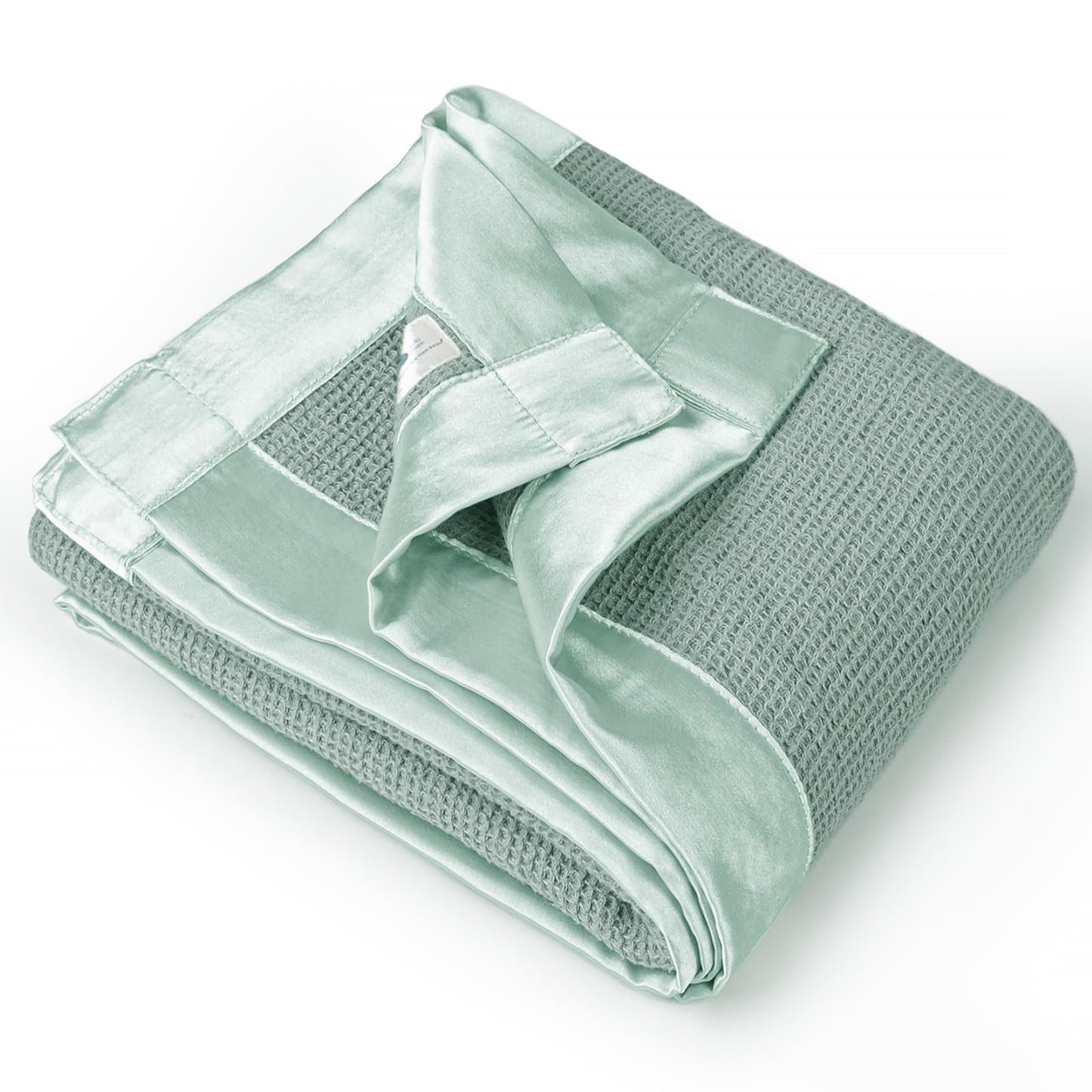 Swaddle Baby Blanket: Waffle Blanket with Satin Strim - Soft Breathable Toddler Blanket for Nursing Cover - Cotton Crib Blanket for Naptime（Cream）
