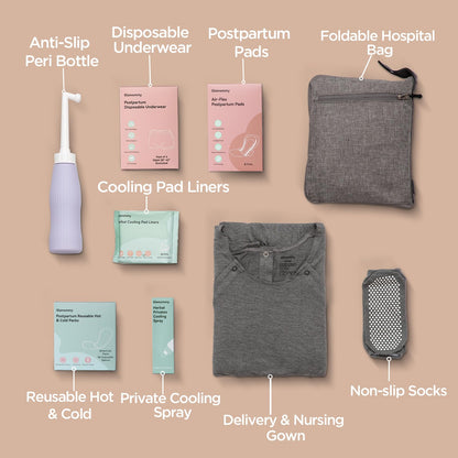 Postpartum Recovery Essentials Kit for Women, Labor & Delivery Postpartum Care, Peri Bottle, Cooling Spray, Disposable Postpartum Underwears, Postpartum Pads, Hot&Cold Packs, Soothing Liners