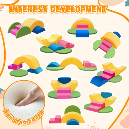 Toddler Climbing Toys Indoor, 7-Piece Colourful Foam Climbing Blocks, Soft Play Climbing for Toddlers, Modular Crawling & Sliding Play Set for Toddlers 1-3 Years Old