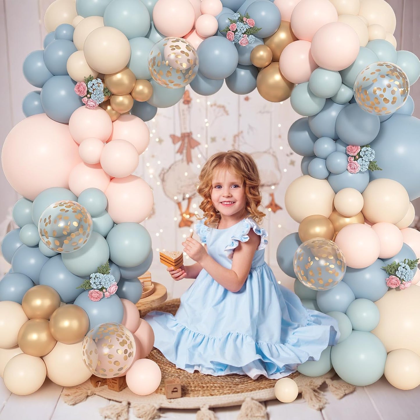 Ouddy Life 157 Pcs Boho Dusty Pink Balloons Arch Garland Kit, Blush Neutral Pink Sand White Metallic Gold Different Size Balloon for Girls Baby Shower Birthday Wedding Gender Reveal Party Decorations