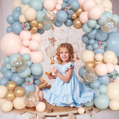 Ouddy Life 157 Pcs Boho Dusty Pink Balloons Arch Garland Kit, Blush Neutral Pink Sand White Metallic Gold Different Size Balloon for Girls Baby Shower Birthday Wedding Gender Reveal Party Decorations