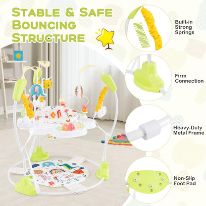 BABY JOY Baby Jumpers and Bouncers, Infant Activity Center with Music Lights Sounds, 360° Rotating Seat and 3 Adjustable Heights, Baby Play and Learning Center for 6-12 Months