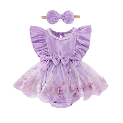 Baby Girl Clothes Newborn Summer Outfits Butterflies Embroidery Tulle Ruffle Sleeveless Infant Romper 0-18 Months