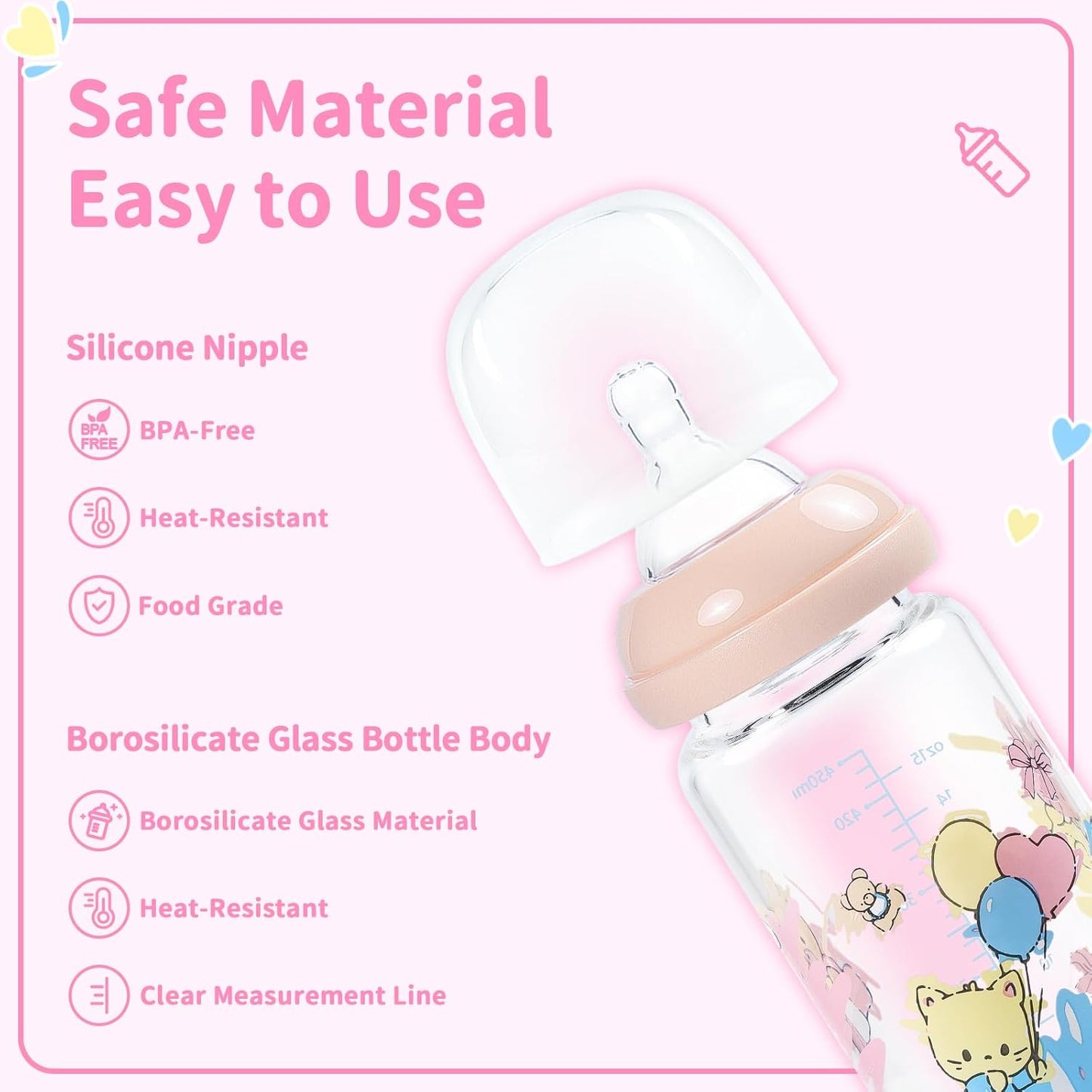 LittleForBig Adult Glass Feeding Bottle Ultra Printed Specialty Oversized Baby Cuties Pattern