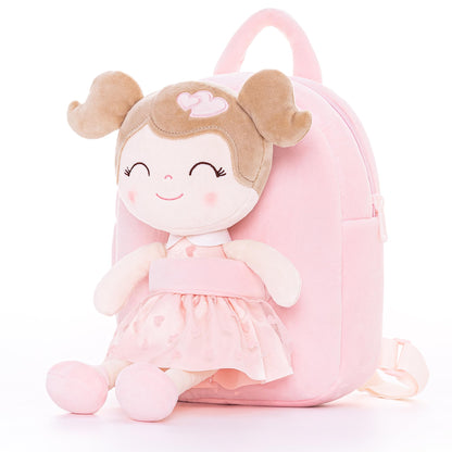 Gloveleya Toddler Backpack Baby Ballerina Girl Gifts Plush Curly Hair Ballet Backpack - Black Blonde 9 inches