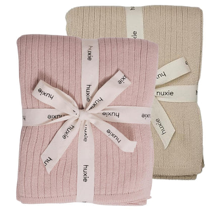 Knitted Organic Cotton Baby Blanket- Swaddle Blanket, 30" x 40" Soft Receiving Blanket for Newborn (Mochachino)