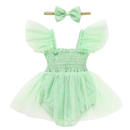Baby Girl Clothes Infant Tulle Romper Ruffe Sleeveless Bodysuit Baby Girl Outfits Infant Girl Dress 0-18M