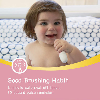 Papablic BabyHandy 2-Stage Baby Sonic Electric Toothbrush for Babies and Toddlers Ages 0-3 Years