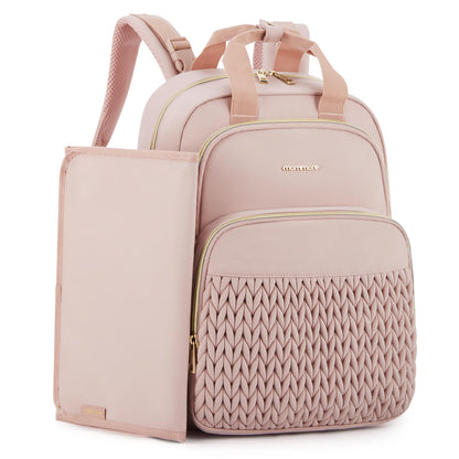 mommore Diaper Bag Small Diaper Backpack Stylish Baby Travel Backpacks with Insulated Pockets, Changing Pad, Stroller Straps