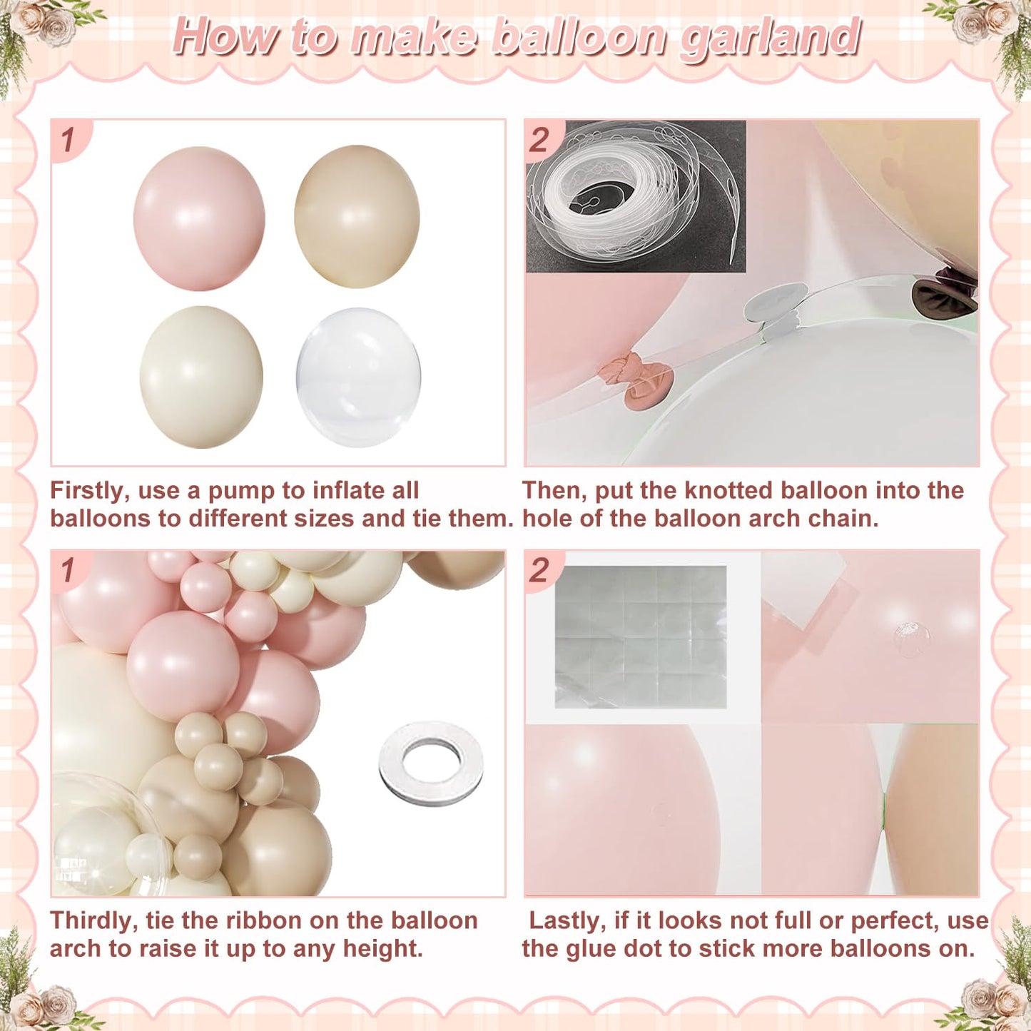 Dusty Pink Balloon Arch Kit 126 Pcs Pink and Sand White Balloon Arch Garland Kit Include Dusty Pink Sand White Balloons for Wedding Birthday Baby Shower Gender Reveal Decorations