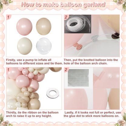 Dusty Pink Balloon Arch Kit 126 Pcs Pink and Sand White Balloon Arch Garland Kit Include Dusty Pink Sand White Balloons for Wedding Birthday Baby Shower Gender Reveal Decorations