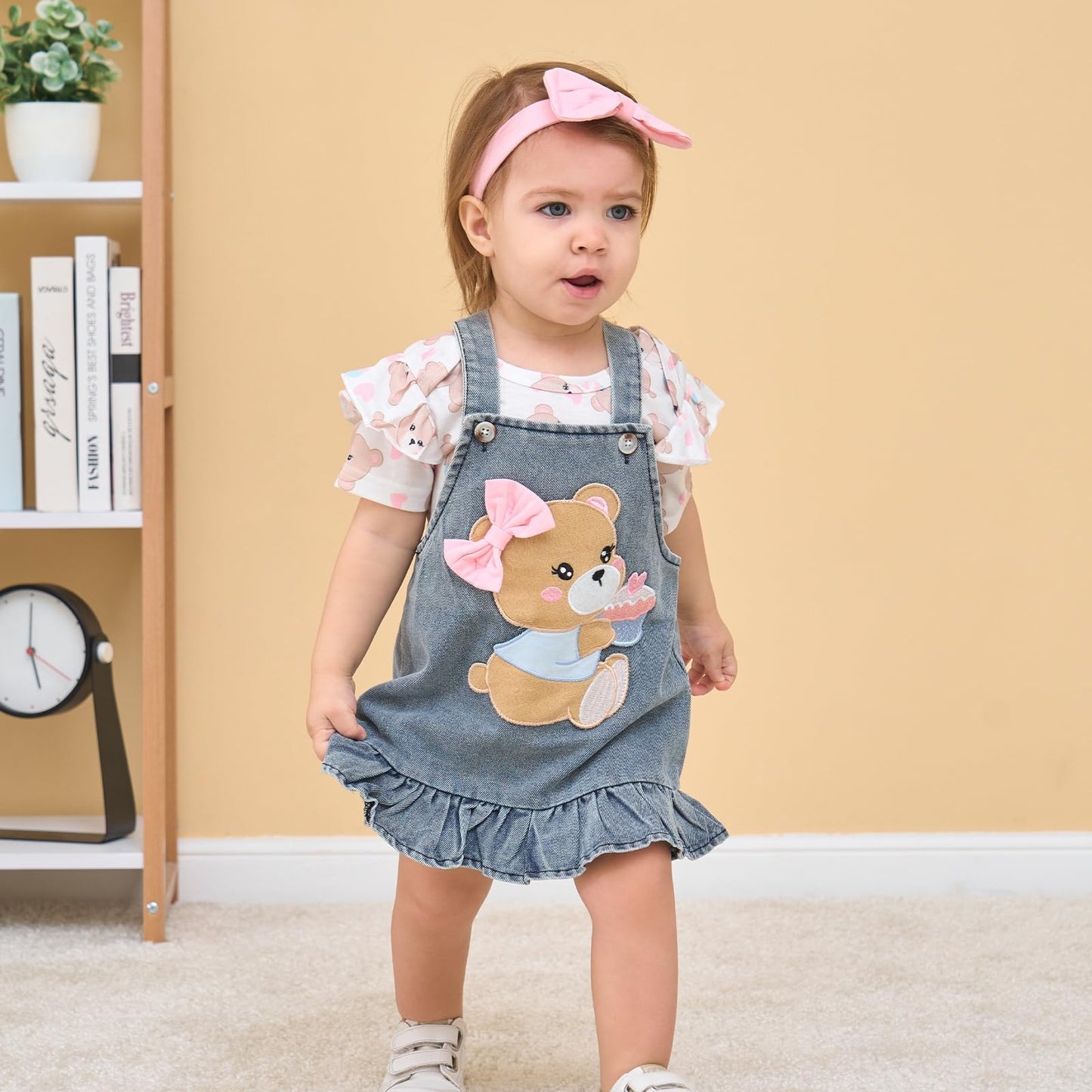 Baby Girl Clothes Suspender Skirt Newborn Ruffle Romper Cute Bear Jeans Dress Bow Headband Summer Outfits 0-18 Months