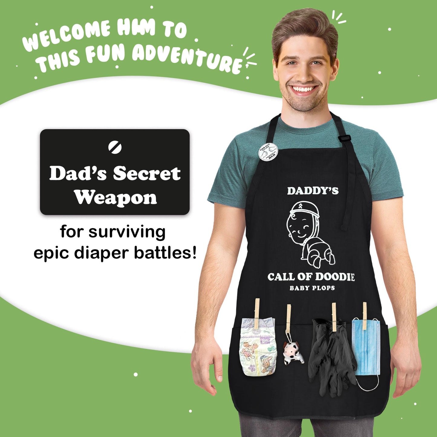 MUNIFICENCE APRON DADDY TO BE GAG GIFT, BABY SHOWER FUNNY ACTIVITY, GENDER REVEAL, NEW DADDY