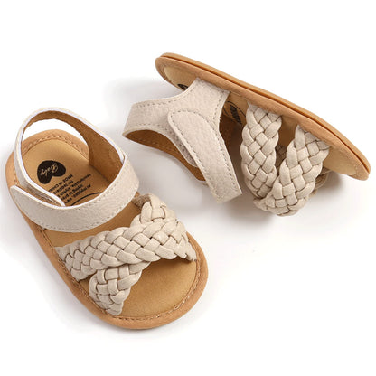 CoKate Baby Girls Sandals Ruffle Bowknot Premium Soft Sole Anti-Slip Open Toe Breathable Summer Outdoor First Walker Shoes Baby Sandals 0-3 months girls