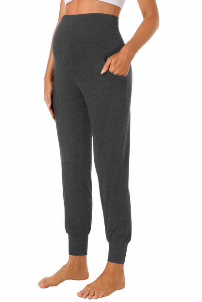 V VOCNI Women's Maternity Pants Maternity Activewear Jogger Track Cuff Sweatpants Over The Belly Stretchy Pregnancy Pants