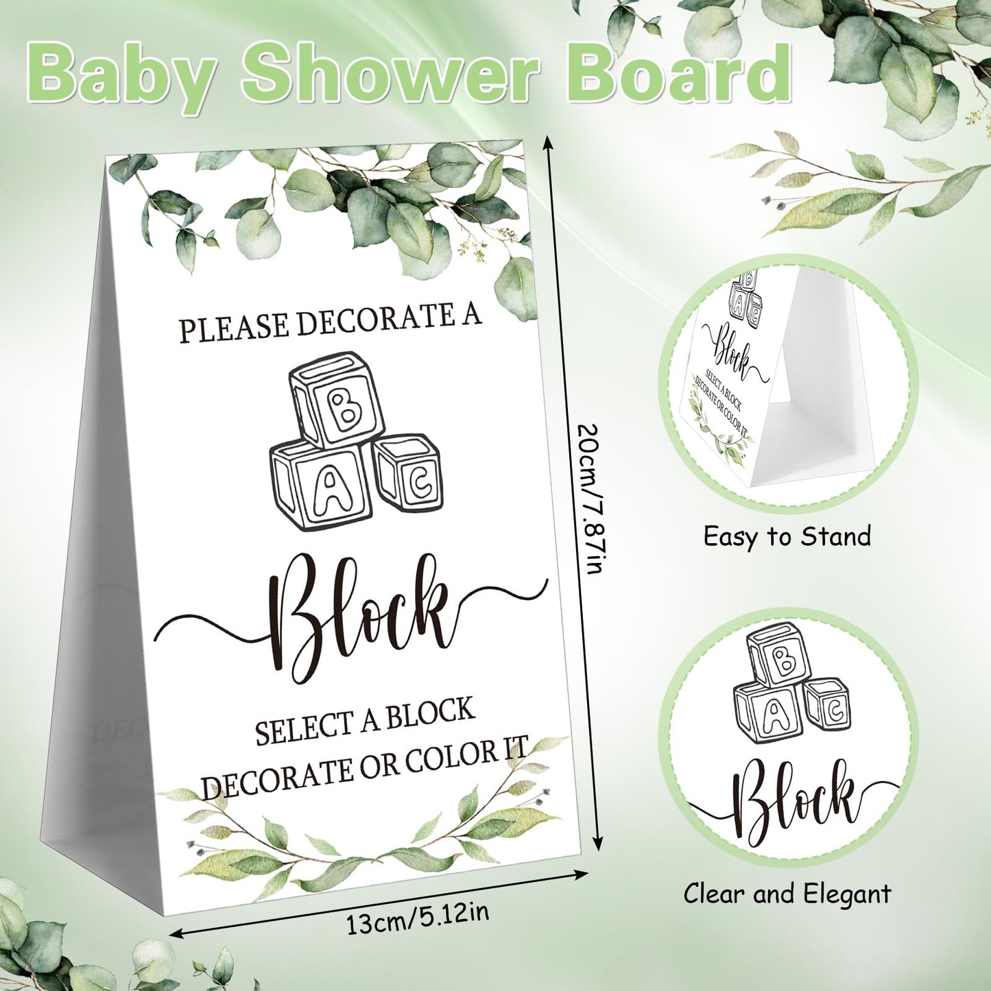 Marsui 136 Pcs Baby Shower Blocks to Decorate Game Kit Includes 98 Wooden Blocks, 36 Markers, 1 Game Sign, 1 Storage Box for Baby Shower Gender Reveal Activity Party Decorations(Pink Elephant)