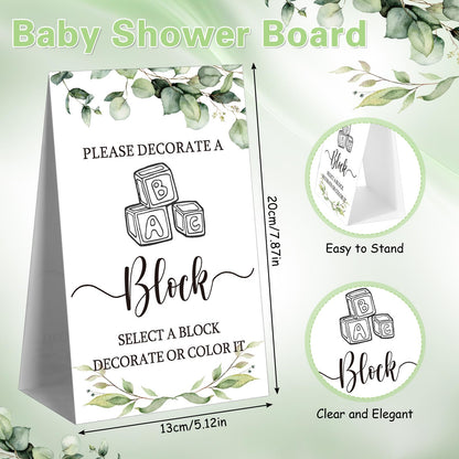 Marsui 136 Pcs Baby Shower Blocks to Decorate Game Kit Includes 98 Wooden Blocks, 36 Markers, 1 Game Sign, 1 Storage Box for Baby Shower Gender Reveal Activity Party Decorations(Pink Elephant)