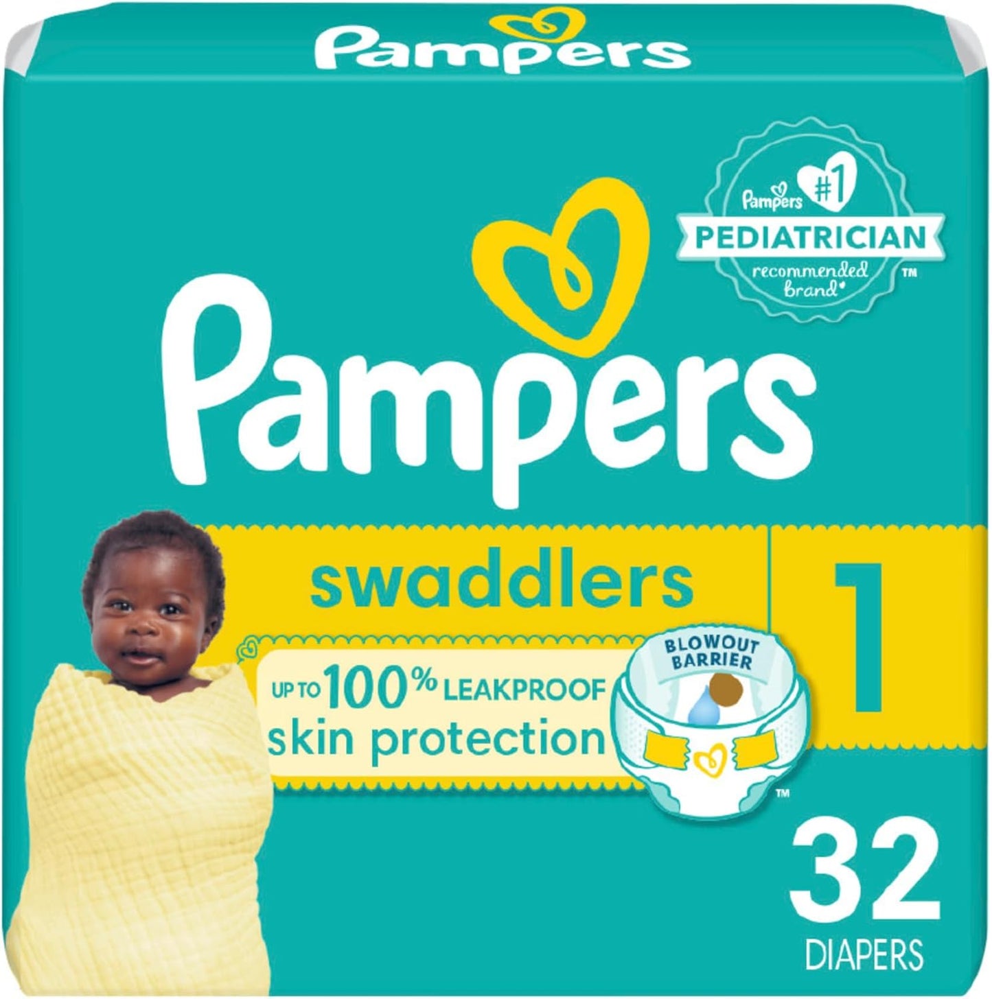 Pampers Baby Diapers - Swaddlers - Size 1, 198 Count, Ultra Absorbent Disposable Infant Diaper