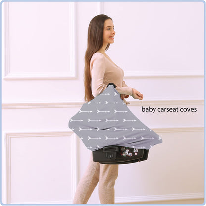 Car Seat Covers Canopy Cover - Multi-use Cover Carseat Canopy, Breathable Breastfeeding Cover, Car Seat Covers for Bbies, Boys & Girls Shower Gifts (Dark Blue Dinosaur)