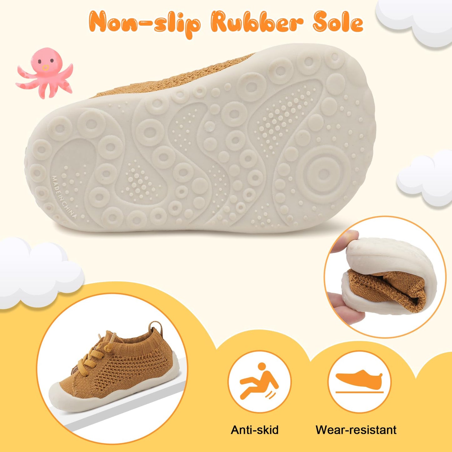 JIASUQI Baby Shoes for Toddler Boys Girls Sneakers Slip on Walking Shoes for Babies