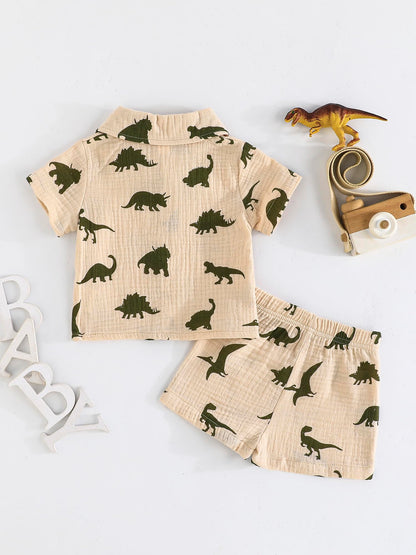 SUREPOCH Baby Boy Clothes Set Summer Toddler Short-Sleeve Shirt & Elastic Waist Shorts Set For Baby Boy Outfits