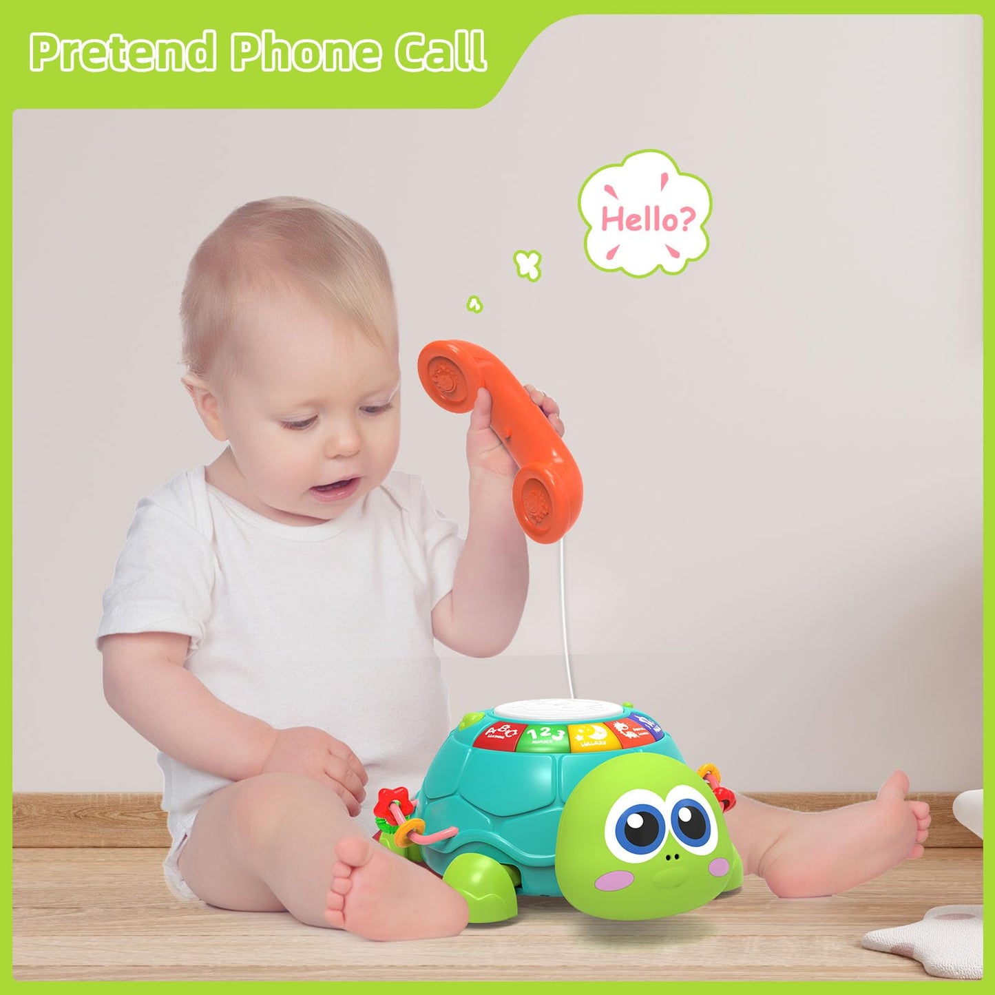 Hanayo Baby Musical Turtle Crawling Girl Toys for 6-18 Months，Infant Early Learning Educational Toy，Baby Girl Gift Essentials for Newborn 7 8 9 11+ Months 1-2 Year Old(Pink)