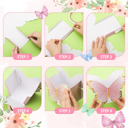 Fuutreo 6 Pcs Butterfly Centerpieces for Baby Shower, Birthday, Tea Party Favors, Tables Decor, Themed Party Supplies, Wedding Decorations