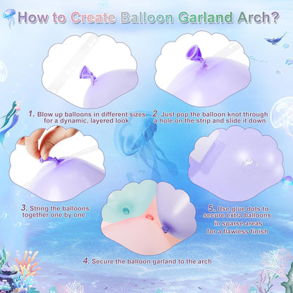 CROSSFINGERS Mermaid Balloon Garland Arch Kit,145pcs Purple Pastel Pink light Blue Balloons with Mermaid Tails Foil Balloons for Birthday Gender Reveal Baby Shower Ocean Themed Party Decorations