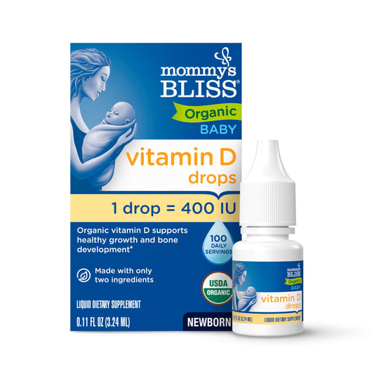Mommy's Bliss Organic Baby Vitamin D Drops | Promotes Healthy Growth and Bone Development | Age Newborn+ | 0.11 Fl Oz (100 Servings)