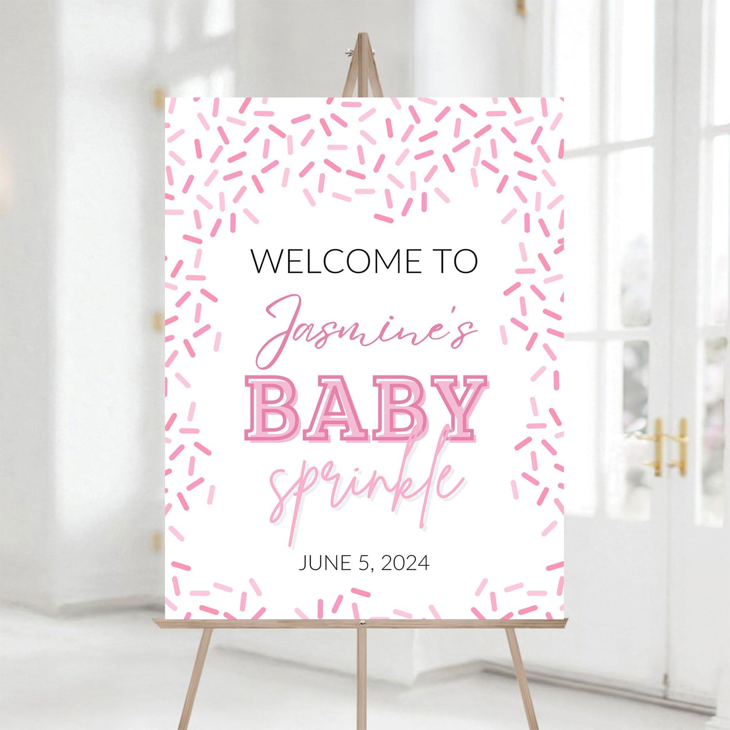 Personalized A Little Snowflake Is On The Way Welcome Sign, Pink, Girl, Winter Baby Shower Canvas