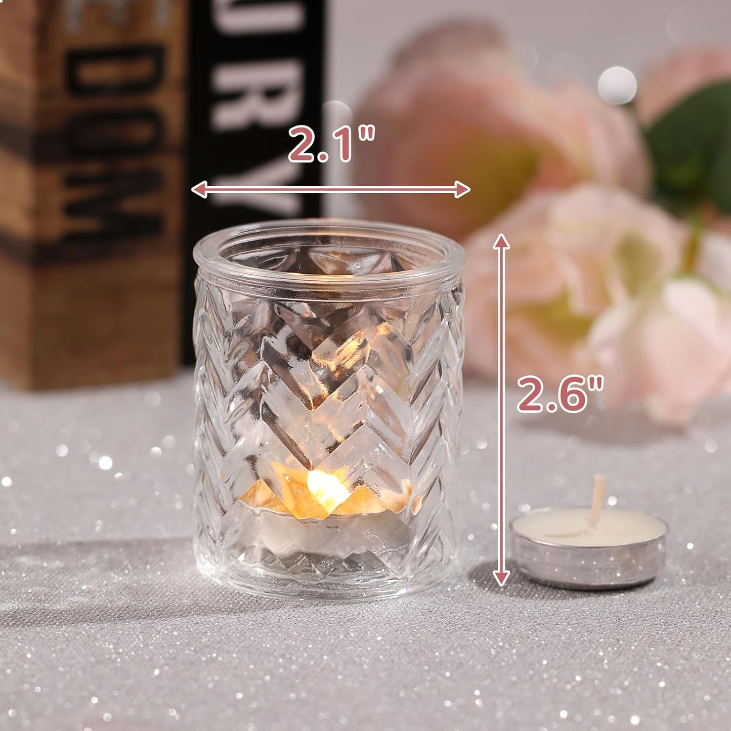 LAMORGIFT 12 PCS Blue Tealight Holders - Blue Votive Candle Holders for Wedding Party Decorations - Bulk for Wedding Reception, Bridal Shower, Baby Shower Party Decor