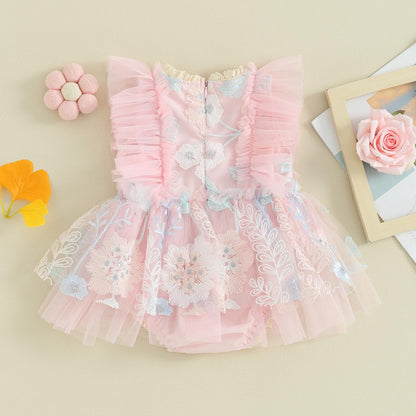 Mubineo Baby Girl Summer Clothes Lace Romper Skirt Dress Princess Outfits Sleeveless Flower Newborn Outfit