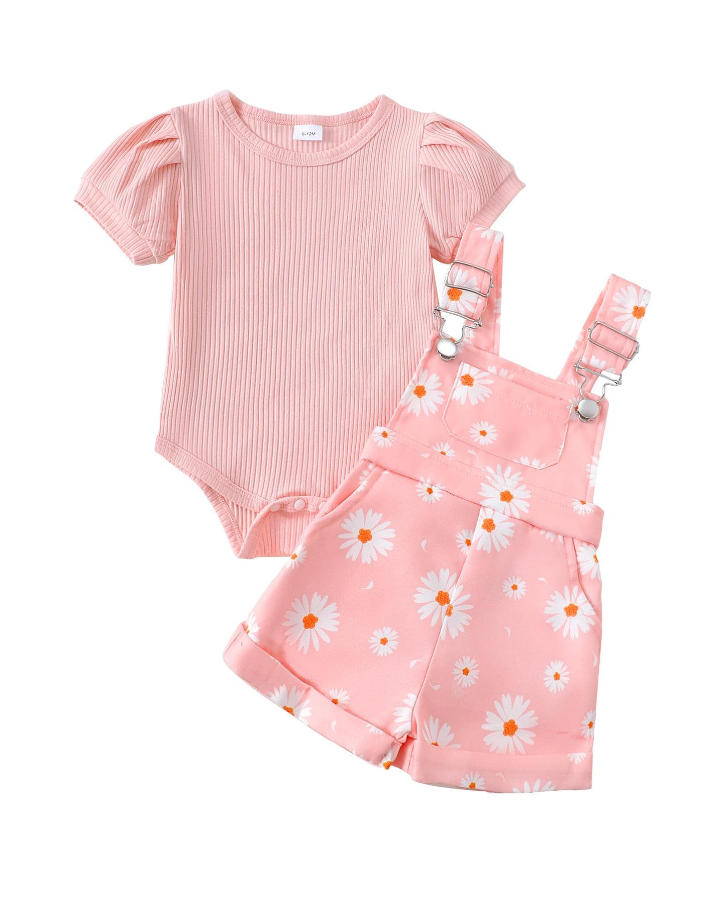 SUNNY PIGGY Toddler Baby Girl Overalls Clothes Toddler Adjustable Suspender Jumpsuit Short Sleeve Outfit Little Girl's Set